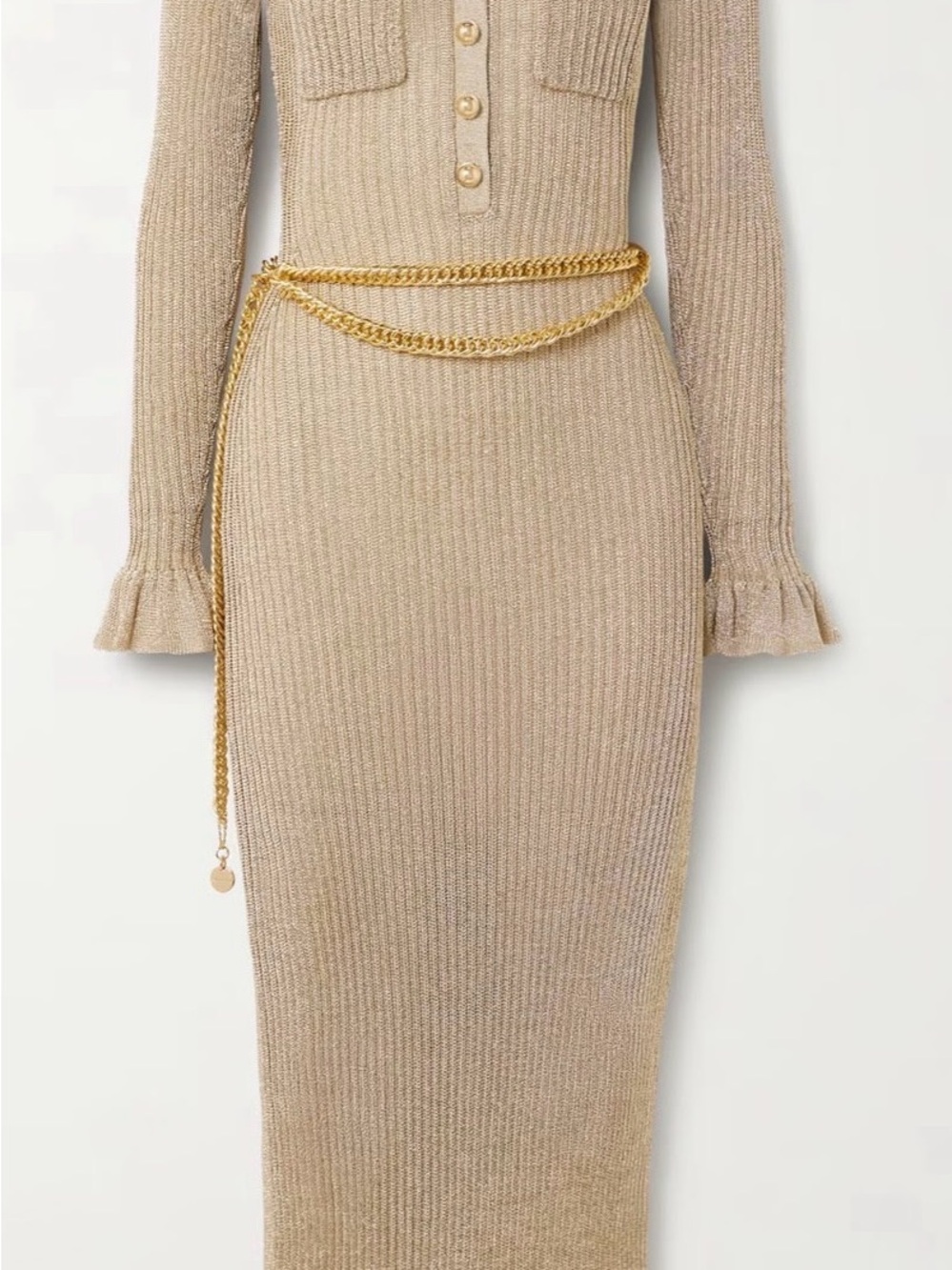Gold Knit Chain Waist Belt - Women's Fashion Accessory